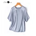 T-shirt manches mi-longues femme Bergame Mulberry 2024 naturel InjSatin Gris Bleu At