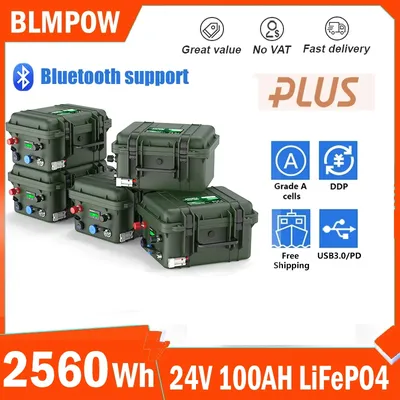 Batterie au lithium veFePO4 24V 100Ah 150Ah 120Ah 25.6V Bluetooth 8S 100A BMS 6000 +