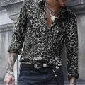 Chemises de luxe hawaïennes à imprimé léopard pour hommes chemises à boutonnage simple imprimé