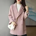 Manteau mi-long en laine avec poche à main pour femme veste élégante pour femme double ou simple