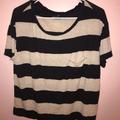 American Eagle Outfitters Tops | Heathered Striped Loose Fitting Tee | Color: Black/Gray | Size: M