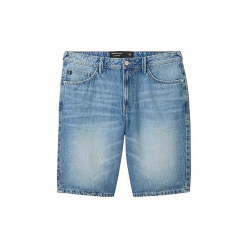 TOM TAILOR DENIM Herren Loose Jeans Shorts, blau, Uni, Gr. L