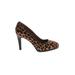 Franco Sarto Heels: Pumps Stiletto Cocktail Brown Leopard Print Shoes - Women's Size 7 1/2 - Round Toe