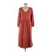 Old Navy Casual Dress - A-Line V Neck 3/4 sleeves: Brown Print Dresses - Women's Size Medium