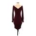 Fashion Nova Casual Dress - Bodycon: Burgundy Dresses - Women's Size Small