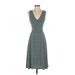 H&M Casual Dress - A-Line V Neck Sleeveless: Green Dresses - Women's Size X-Small