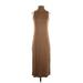 Vince. Cocktail Dress - Midi High Neck Sleeveless: Brown Print Dresses - Women's Size X-Small