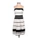 The Limited Cocktail Dress - A-Line Strapless Sleeveless: White Stripes Dresses - Women's Size 2