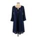Naif Casual Dress - A-Line: Blue Solid Dresses - Women's Size Small