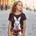 pâques fille oeuf de lapin 3d t-shirts manches courtes impression 3d été actif mode mignon polyester enfants 3-12 ans col rond extérieur décontracté quotidien coupe régulière