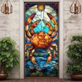 Copriporta in vetro colorato con cavalluccio marino, arazzo per porta, decorazione per tende per porta, fondale per porta, banner per porta d'ingresso, forniture per decorazioni per feste in fattoria