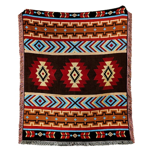 Ethnische Bohemian-Mexiko-Decken, Outdoor-Strand-Picknickdecke, gestreifte Boho-Leinen-Bettdecken, karierte Sofamatten, Reiseteppich, Quasten Image