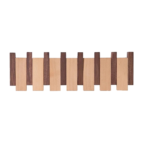Wandmontierter Massivholz-Kleiderbügel, kreativer Klaviertasten-Kleiderhaken, Wand-Stanzfreier Eingangstür-Eingangs-Kleiderhaken Image