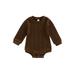 aturustex Infant Sweater Romper with Solid Color Round Neck and Long Sleeves