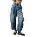 Huakaishijie Womens Baggy Mid Rise Jeans Wide Leg Loose Boyfriend Denim Harem Cropped Pants