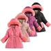 Esaierr Kids Toddler Winter Jacket Coats for Girls Baby long Fleece Hooded Cotton Coats Mid-Length Long Sleeve Casual Fashionable Jacket Winter Warmth Cotton Outerwear for 3-12 Y