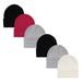 Hudson Baby Infant Girl 6Pc Knit Cuffed Beanie Dark Pink Cream Black Adult