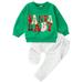 Kids Baby Boys 2Pcs Christmas Outfits Set Embroidery Santa Sweatshirt and Trousers Suit Clothes