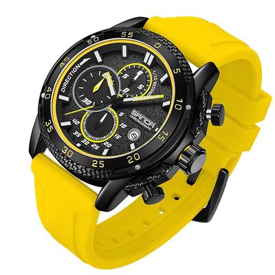 MEGIR Men Quartz Watch Fashion Silicone Strap Chronograph Quartz Wristwatches with Auto Date Luminous Hands 3atm Waterproof 2211