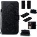 Premium Leather Flip Wallet Card Slots Magnetic Stand Protective Cover Ultra Slim Case with Lanyard Embossed Flip Case for iphone14pro Black