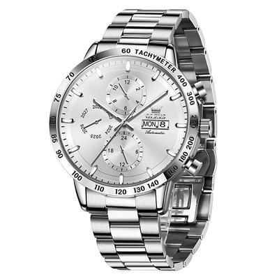 New Olevs Brand Men'S Watch Perpetual Calendar Calendar 24 Hours Indication Multifunction Mechanical Watch Three Eyes Six Hands Steel Belt Waterproof Men'S Watch