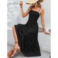 Women's Black Dress Elegant Dress Long Dress Maxi Dress Cold Shoulder Party Holiday Date Elegant Strap Sleeveless Loose Fit Black Color S M L XL Size