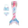 Kids Girls' Three Piece Swimwear Mermaid Swimsuit Outdoor Scales Monofin Bathing Suits 2-12 Years Spring Pink Red Navy Blue