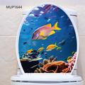Underwater World Tropical Fish and Whales Toilet Decal - Removable Bathroom Sticker for Toilet Seats - Home Decor Wall Decal for Bathrooms