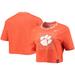 Women's Nike Orange Clemson Tigers Slub Ringer Performance Cropped T-Shirt