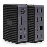 RVP+ Docking Station 3 Monitors 14-in-1 10Gbps USB-C 5Gbps USB 3.0 85W Laptop-Charging PD 18W Triple Display-4K HDMI Dual Monitors & DisplayPort Gigabit Ethernet Audio TF-SD 3.0 (RVP-G8)