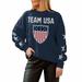 Women's Gameday Couture Navy Team USA Glorious Horizons Drop Shoulder Pullover Sweatshirt