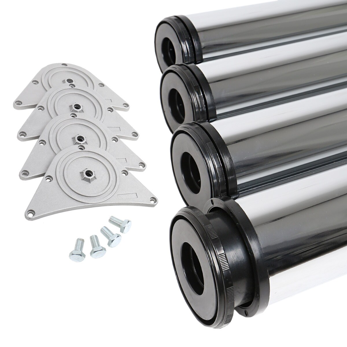 MS Beschläge 4er Set Tischbeine Chrom glänzend ø 80mm Höhe 710mm Möbelfüße Tischstempel Image