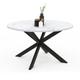 Table basse alaska ronde 70 cm plateau effet marbre blanc et pied araignée métal noir - Multicolore