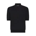 Dolce & Gabbana, Tops, male, Blue, M, Silk Polo Shirt with Tone-on-Tone Logo Embroidery