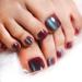 Press on Toes Nails Glossy Short Squate False Nails Solid Color Design with Cat Eye Fake Nails for Women Girls Favors