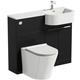 Mode Taw P shape matt black right handed combination unit with back to wall toilet