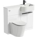 Mode Taw P shape gloss white right handed combination unit with black handles and back to wall toilet