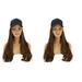 2 Pieces Hair Extension with Hat Long Curly Wig Hairpiece Casual Cap Light Brown Cosplay Miss
