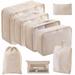 MigCen 8 Pcs Packing Cubes Clothes Shoes Cosmetics Toiletries Storage Bags (Beige)