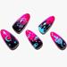 Jelly Press on Nails Almond - Handmade Gel Nails Series | Hot Pink Fake Nails Medium Short Length Solid Red Acrylic False Nail Kits Stick Glue on Nails Sets Reusable Full Cover for Women