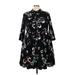 Torrid Casual Dress - Shirtdress High Neck 3/4 sleeves: Black Print Dresses - Women's Size 3X Plus