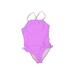 One Piece Swimsuit: Purple Print Swimwear - Women's Size 12