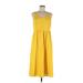 Old Navy Casual Dress - A-Line V-Neck Sleeveless: Yellow Print Dresses - Women's Size Large