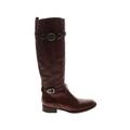 Tory Burch Boots: Strappy Chunky Heel Casual Brown Print Shoes - Women's Size 7 - Round Toe