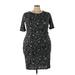 Lularoe Casual Dress - Sheath Crew Neck Short sleeves: Black Floral Dresses - Women's Size 3X