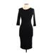 Heart & Hips Casual Dress - Midi: Black Solid Dresses - Women's Size Large