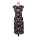 Vince Camuto Casual Dress - Sheath High Neck Sleeveless: Black Floral Dresses - Women's Size 2