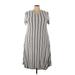 Lularoe Casual Dress - Mini Crew Neck Short sleeves: Gray Stripes Dresses - Women's Size 3X