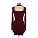 Forever 21 Casual Dress - Sweater Dress: Burgundy Dresses - Women's Size Large