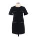 J.Crew Casual Dress - Shift High Neck Short sleeves: Black Solid Dresses - Women's Size 8 Petite